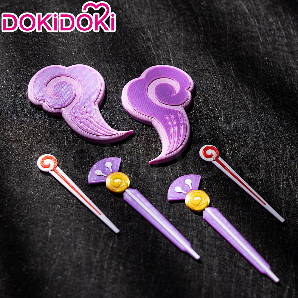 【Ready For Ship】DokiDoki Game Genshin Impact Cosplay Yumemizuki Mizuki Wig / Headwear / Ears Long Curly Blue Hair
