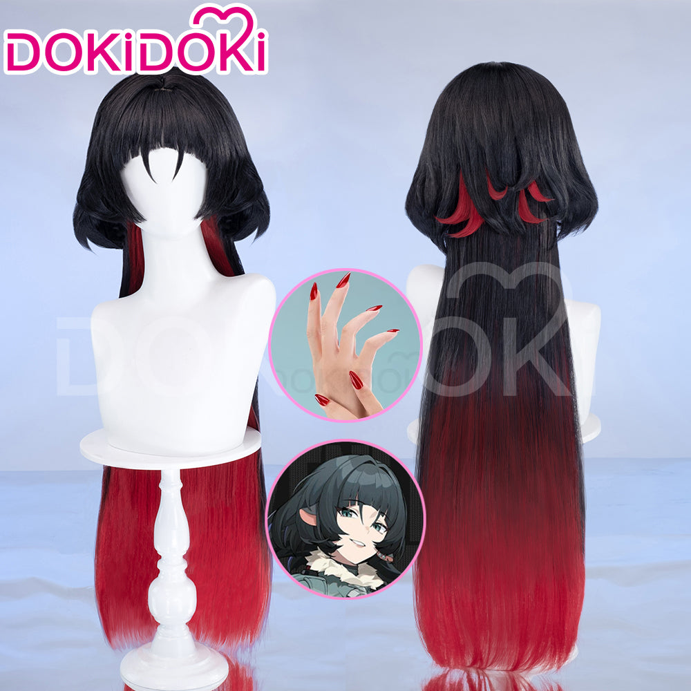 【Ready For Ship】DokiDoki Game Zenless Zone Zero Cosplay Jane Doe Wig / Nails /Weft Long Black Red Hair ZZZ