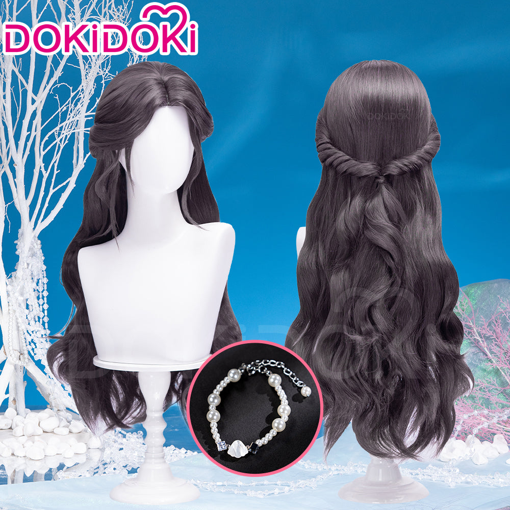 【Ready For Ship】DokiDoki Game Love And Deepspace Cosplay Main Character Lemuria Sea God Wig / Bracelet Long Curly Black Hair MC Submerged Eclipse Rafayel