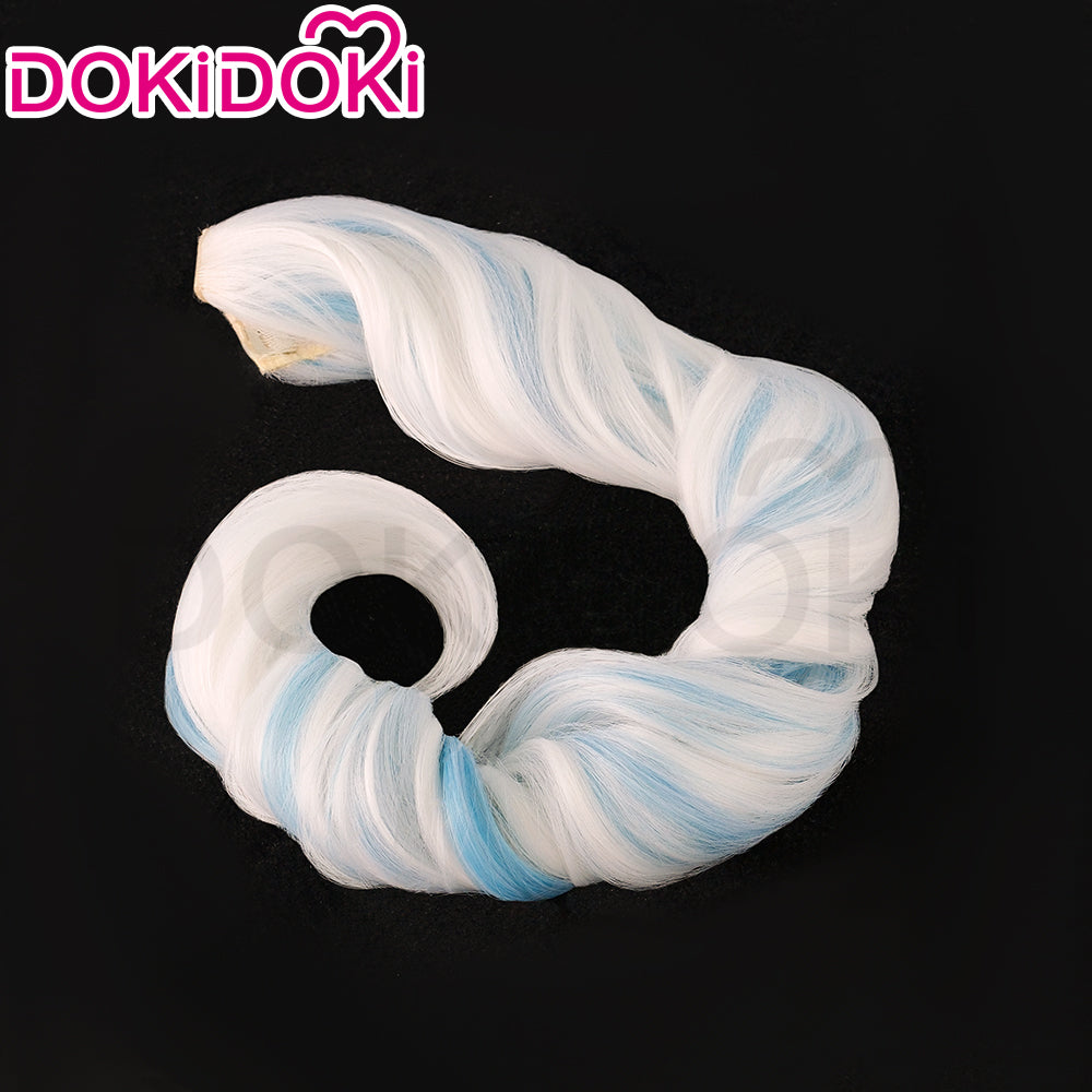 【Partially Ready For Ship】DokiDoki Game Genshin Impact Cosplay Fontaine Focalors Wig Short White Blue Curly Furina Wig / Fake Eyelashes / Hat