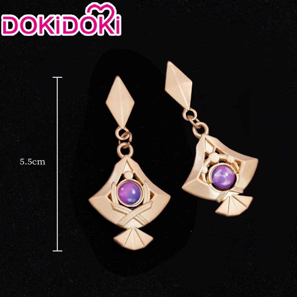 【Ready For Ship】DokiDoki Game Genshin Impact Yae Miko Cosplay Wig Long Dark Pink/ Earring