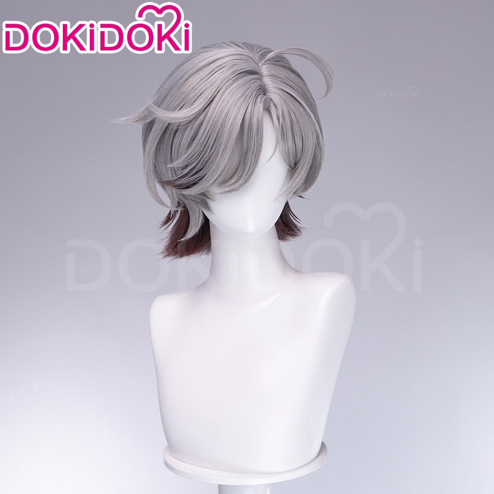【Ready For Ship】DokiDoki Game Genshin Impact Cosplay Illuga Wig Short Grey Brown Hair