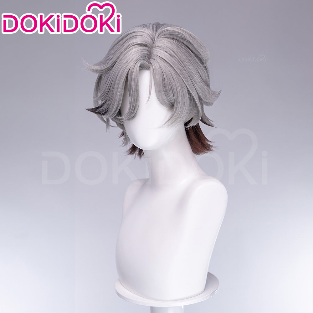 【Ready For Ship】DokiDoki Game Genshin Impact Cosplay Illuga Wig Short Grey Brown Hair