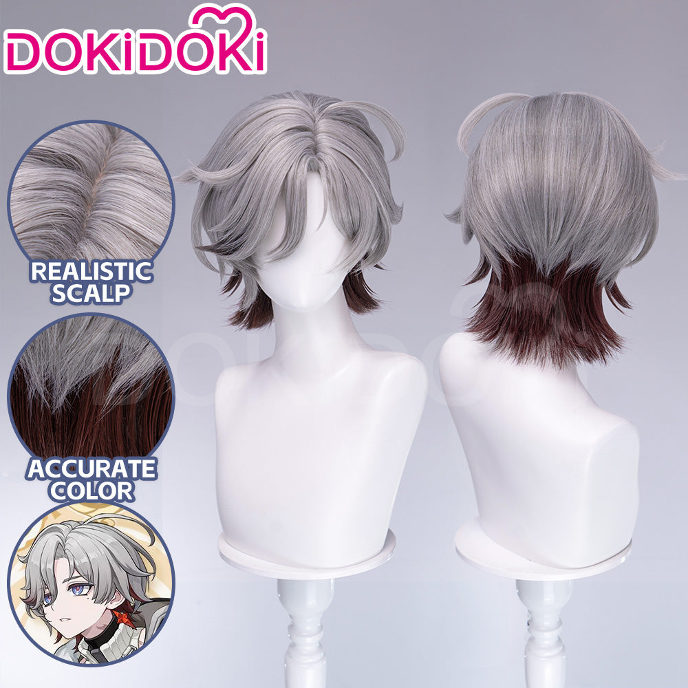 【Ready For Ship】DokiDoki Game Genshin Impact Cosplay Illuga Wig Short Grey Brown Hair